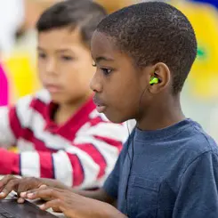 Elementary student on laptop